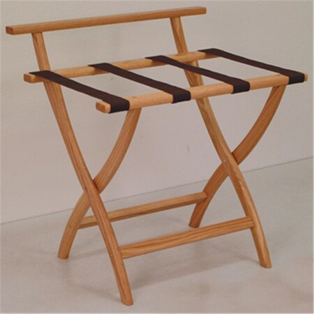 Wooden Mallet WallSaver Luggage Rack in Light Oak with Brown Webbing LR4-LOBRN